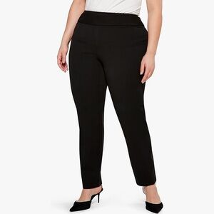 NIC+ZOE Black Straight Leg Pants Size 14P Pull On High Rise Stretch Office Work